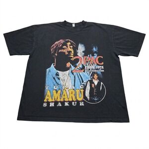 Tupac‎ Shakur Graphic T-Shirt Los Angeles Apparel Heavyweight Black 2PAC XL